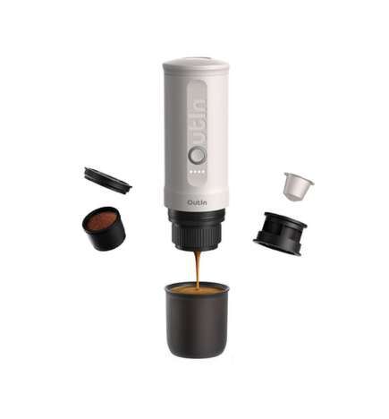 Cafetera Portátil Outin OUTINWHITE Blanco Acero Inoxidable 50 ml 80 ml