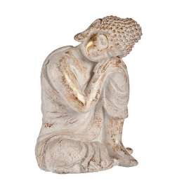 Statua Decorativa da Giardino Ibergarden Bianco Dorato Poliresina 28,5 x 43,5 x 37 cm Buddha