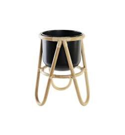 Vaso DKD Home Decor Naturale Nero Metallo Coloniale Bambù (26 x 26 x 40 cm)