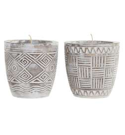 Candela DKD Home Decor Legno Cera (2 Unità)