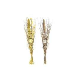 Mazzo DKD Home Decor Naturale Dorato Bianco Giallo Fiore secco (30 x 30 x 100 cm) (2 Unità)