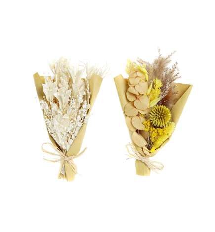 Mazzo DKD Home Decor Beige Giallo Fiore secco (10 x 5 x 18 cm) (2 Unità)