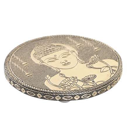 Bruciatore di essenze DKD Home Decor Legno Alluminio Buddha Arabo Ø 10 cm