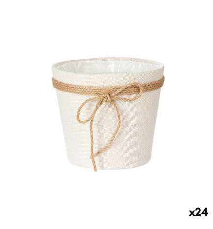Vaso Ibergarden Bianco Marrone Stoffa Corda Plastica 18 x 16 cm 19,5 x 17,5 x 19,5 cm (24 Unità)