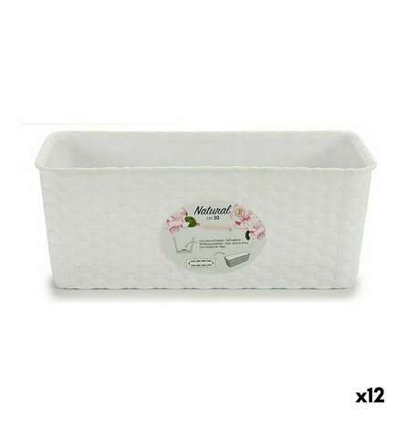 Vaso rettangolare da Balcone Stefanplast Bianco Plastica 13 x 11 x 28,5 cm 29 x 11 x 12,5 cm (12 Unità)