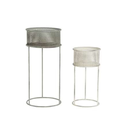 Set di vasi da fiori DKD Home Decor 33 x 33 x 70 cm Grigio Metallo Bianco Vintage