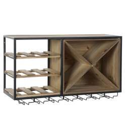 Stojak na Butelki DKD Home Decor 80 x 24 x 44 cm Jodła Naturalny Czarny Metal Brązowy Drewno MDF