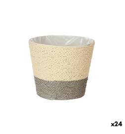 Vaso Ibergarden Grigio Naturale Corda Plastica 15 x 15 x 14 cm (24 Unità)