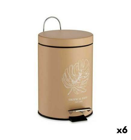 Cestino a pedale Berilo Tropical Bath Bianco Beige Acciaio Plastica 3 L (6 Unità)