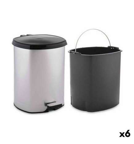 Cestino a pedale Berilo Argentato Plastica 6 L (6 Unità)