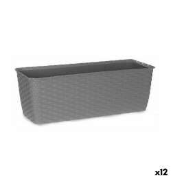 Vaso rettangolare da Balcone Stefanplast Grigio Plastica 15,5 x 13,5 x 39 cm (12 Unità)