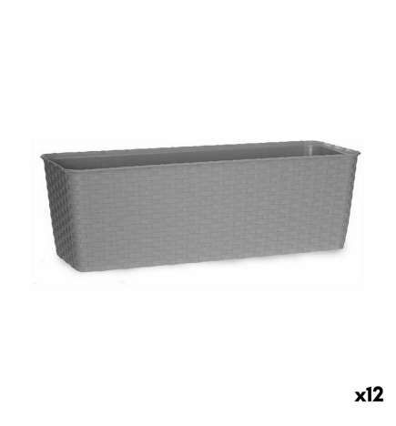Vaso rettangolare da Balcone Stefanplast Grigio Plastica 18 x 16 x 49 cm (12 Unità)