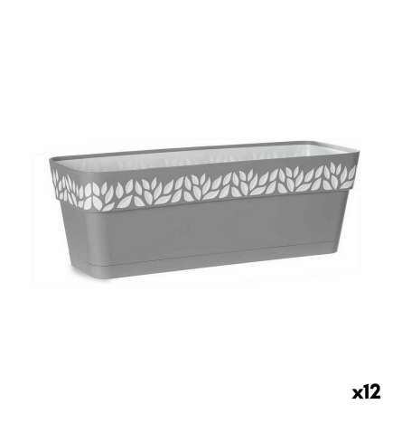 Vaso rettangolare da Balcone Stefanplast Cloe Grigio Plastica 49,5 x 17 x 19 cm (12 Unità)