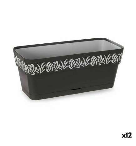 Vaso rettangolare da Balcone Stefanplast Gaia Antracite Plastica 13,3 x 12,3 x 29,3 cm (12 Unità)