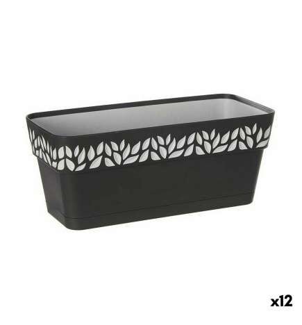 Vaso rettangolare da Balcone Stefanplast Cloe Antracite Plastica 13,3 x 12,3 x 29,3 cm (12 Unità)