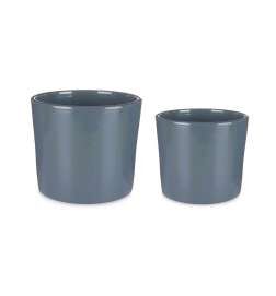 Set de Macetas Ibergarden Antracita Arcilla Ø 22 cm Ø 27 cm 22 x 22 x 19 cm 27 x 27 x 23 cm 27 x 23 x 27 cm 2 Piezas