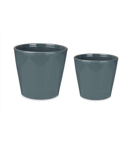 Set de Macetas Ibergarden Antracita Arcilla Ø 22 cm Ø 28 cm 28 x 27 x 28 cm 2 Piezas