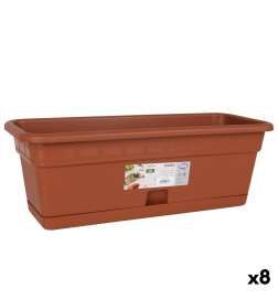 Vaso da Balcone con Piatto Dem Squares Rettangolare Marrone 50 x 20 cm (8 Unità)
