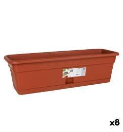 Vaso da Balcone con Piatto Dem Squares Rettangolare Marrone 60 x 20 cm (8 Unità)