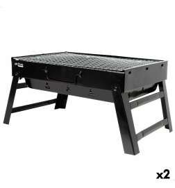 Barbecue Portatile Aktive Rettangolare Nero 50 x 23 x 30 cm (2 Unità)