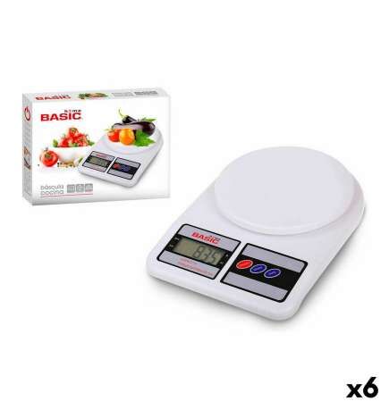 bilancia da cucina Basic Home Digitale 7 kg Bianco 23 x 16 x 3,6 cm (6 Unità)