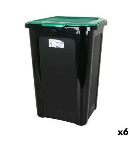Secchio per la Spazzatura Tontarelli Coverline Verde 44 L Nero 38,5 x 34,5 x 54,5 cm (6 Unità)