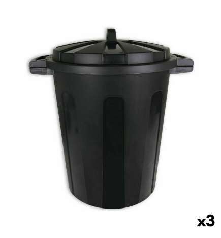 Secchio per la Spazzatura Dem 70 L Nero 56 x 45 x 60 cm (3 Unità)