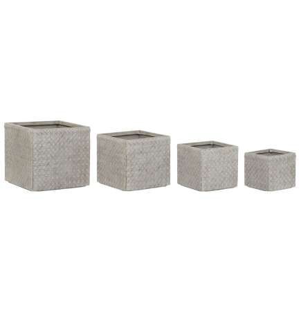 Set di vasi da fiori Home ESPRIT Beige Fibra di Vetro Magnesio 44,5 x 44,5 x 42,5 cm (4 Unità)