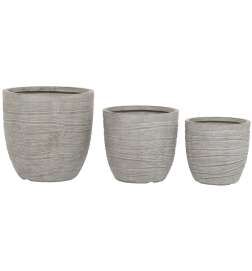 Set di vasi da fiori Home ESPRIT Beige Fibra di Vetro Magnesio 45 x 45 x 43 cm (3 Unità)