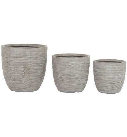 Set di vasi da fiori Home ESPRIT Beige Fibra di Vetro Magnesio 45 x 45 x 43 cm (3 Unità)