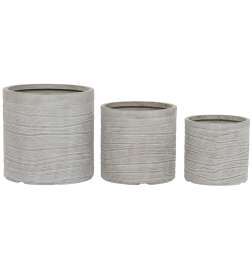 Set di vasi da fiori Home ESPRIT Beige Fibra di Vetro Magnesio 44,5 x 44,5 x 44 cm (3 Unità)