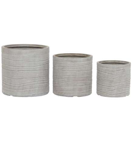 Set di vasi da fiori Home ESPRIT Beige Fibra di Vetro Magnesio 44,5 x 44,5 x 44 cm (3 Unità)