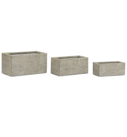 Vaso rettangolare da Balcone Home ESPRIT Beige Fibra di Vetro Magnesio 74,5 x 37,5 x 37,5 cm