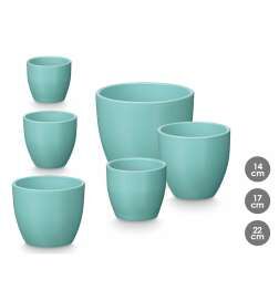 Set of pots Ibergarden Turquoise Clay Ø 14 cm Ø 22 cm Ø 17 cm 3 Pieces