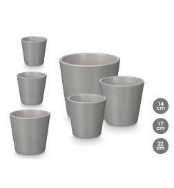 Set of pots Ibergarden Grey Clay Ø 14 cm Ø 22 cm Ø 17 cm 3 Pieces