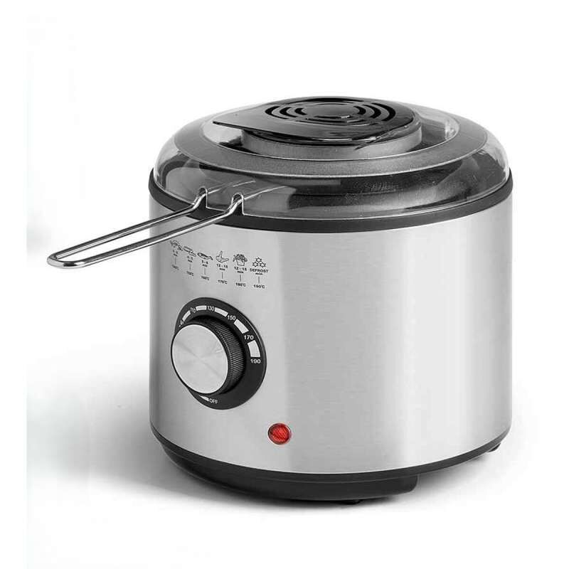 Deep-fat Fryer Argon Black Transparent Silver 1 L 950 W