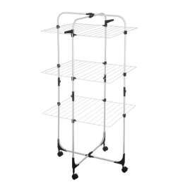 Folding Vertical Clothes Dryer with Wheels White Black Metal 69 x 135 x 62,5 cm (4 Units)