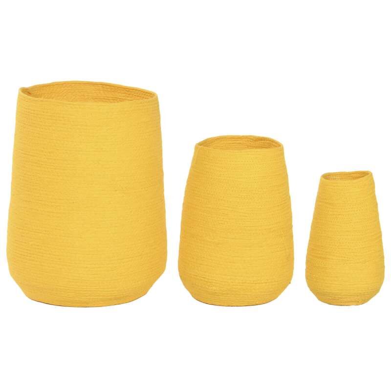 Planter Home ESPRIT Yellow Fibre Urban 30 x 30 x 60 cm (3 Pieces)