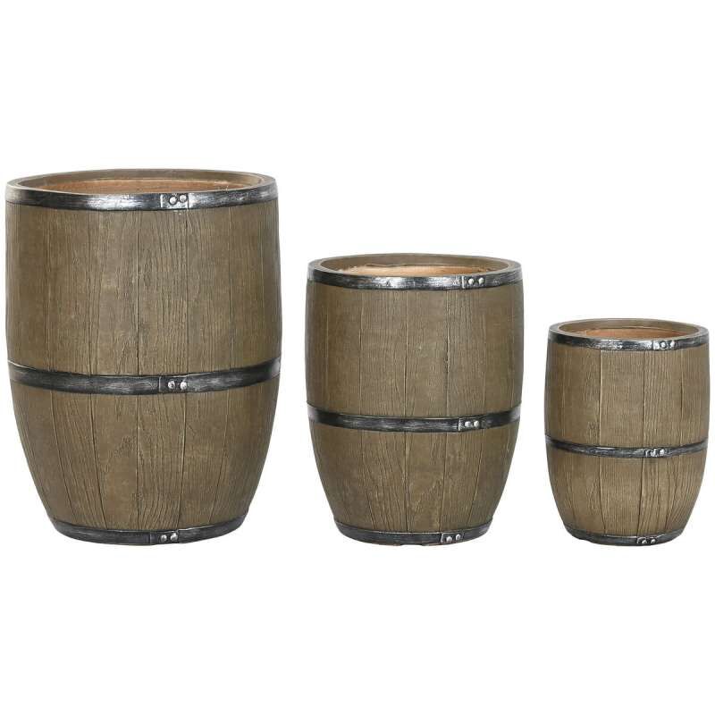 Planter Home ESPRIT Brown Magnesium Cottage 47 x 47 x 61 cm (3 Pieces)