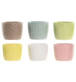 Planter Home ESPRIT Yellow Blue White Pink Dolomite 12 x 12 x 10 cm (6 Units)