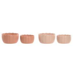 Vaso Home ESPRIT Terracotta Rosa chiaro Cemento Shabby Chic 18 x 18 x 10 cm (2 Pezzi) (2 Unità)