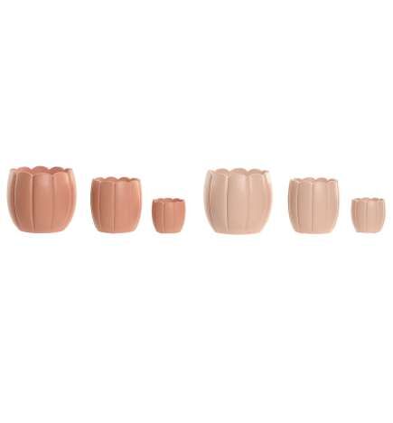 Vaso Home ESPRIT Terracotta Rosa chiaro Cemento Shabby Chic 15 x 15 x 13 cm (3 Pezzi) (2 Unità)